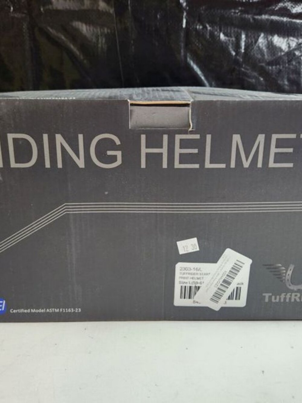 TuffRider Starter Carbon Fiber Print Helmet, Black Size Large NIB - Picture 3 of 9